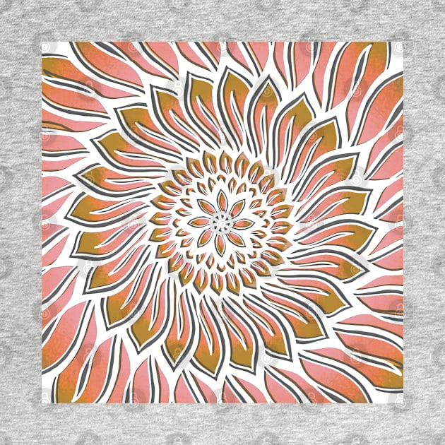 Floral Lagoon Mandala - Intricate Digital Illustration - Colorful Vibrant and Eye-catching Design for printing on t-shirts, wall art, pillows, phone cases, mugs, tote bags, notebooks and more by cherdoodles